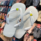 Havaianas Top (Branco) + Pingente coração resina verde