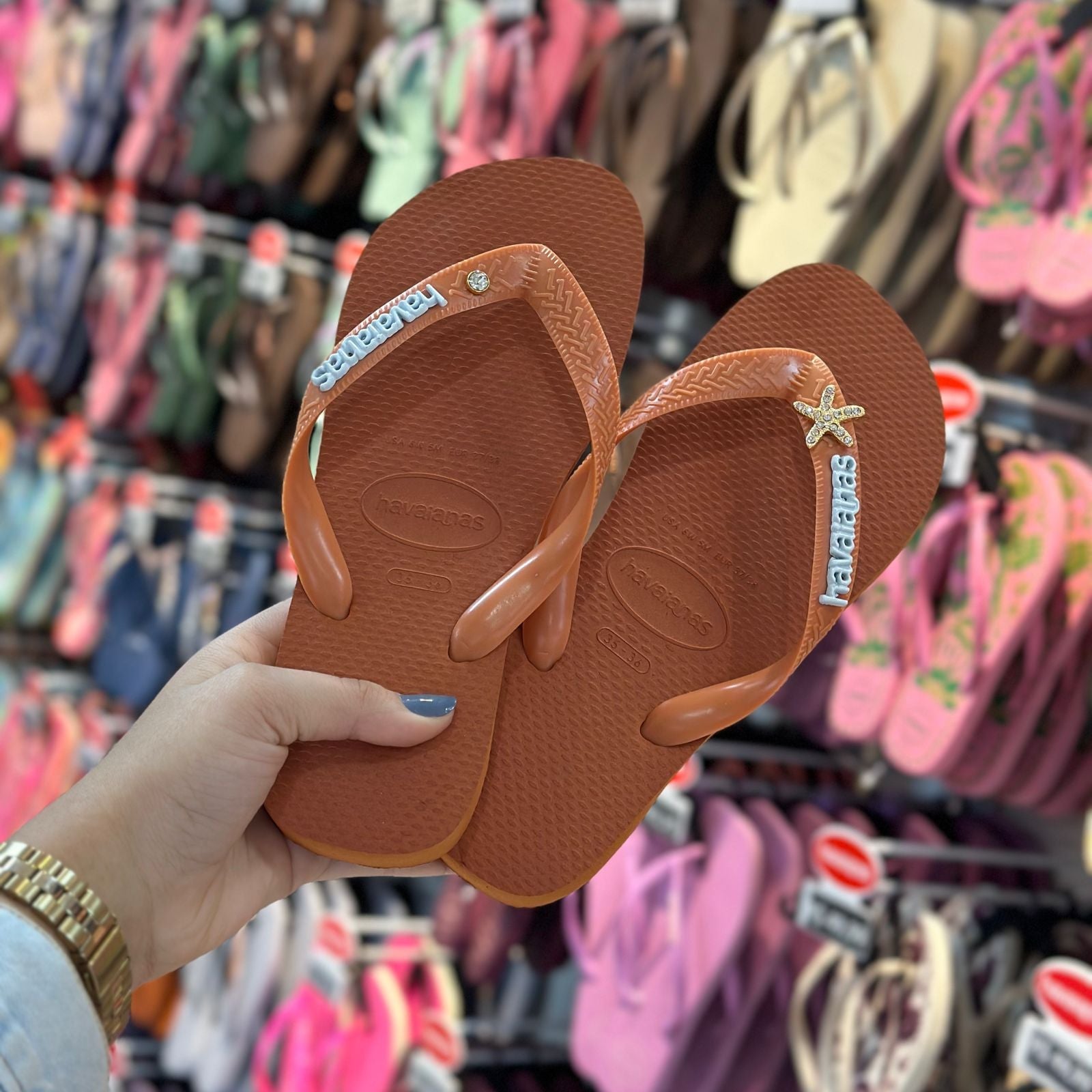 Havaianas Top Senses + Pin Placa Logo + Pin Ponto de Luz e Estrela do Mar