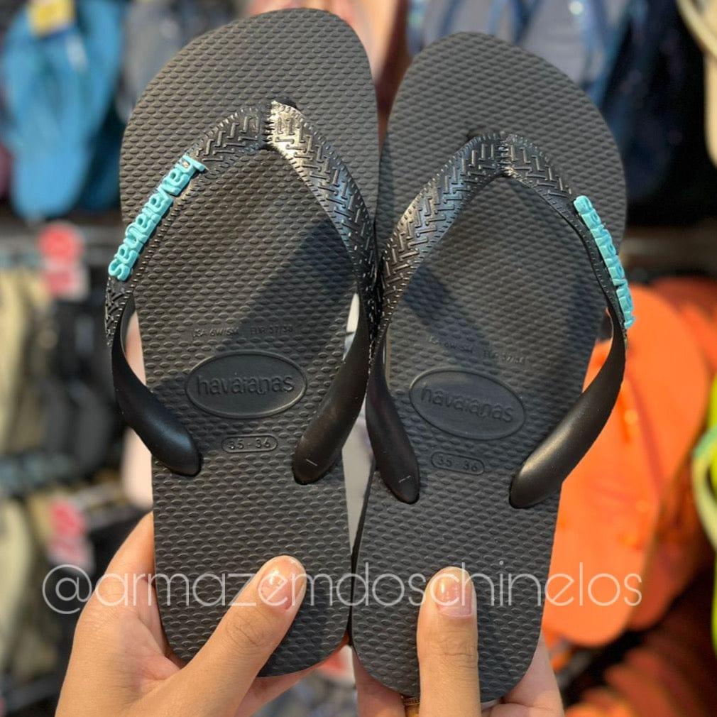 Havaianas Top (Preto) + Pingente Placa Logo